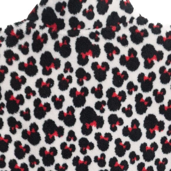 Disney Size S Minnie Mouse Fleece Jacket With Leopard Print & Red Zipper - Picture 6 of 8